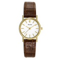 Bulova Women's Brown Leather Strap w/Round White Dial